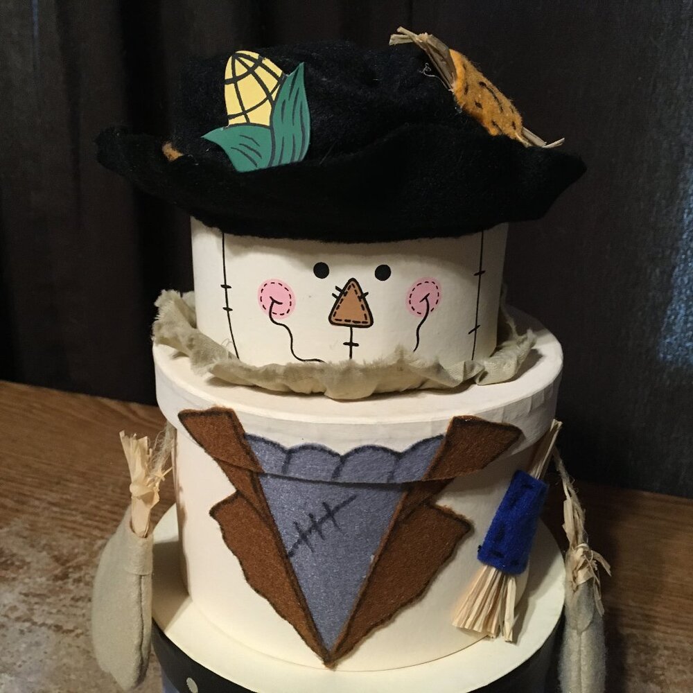NESTING DOLL STACKING SCARECROW THANKSGIVING DECORATION 11" - Picture 3 of 10